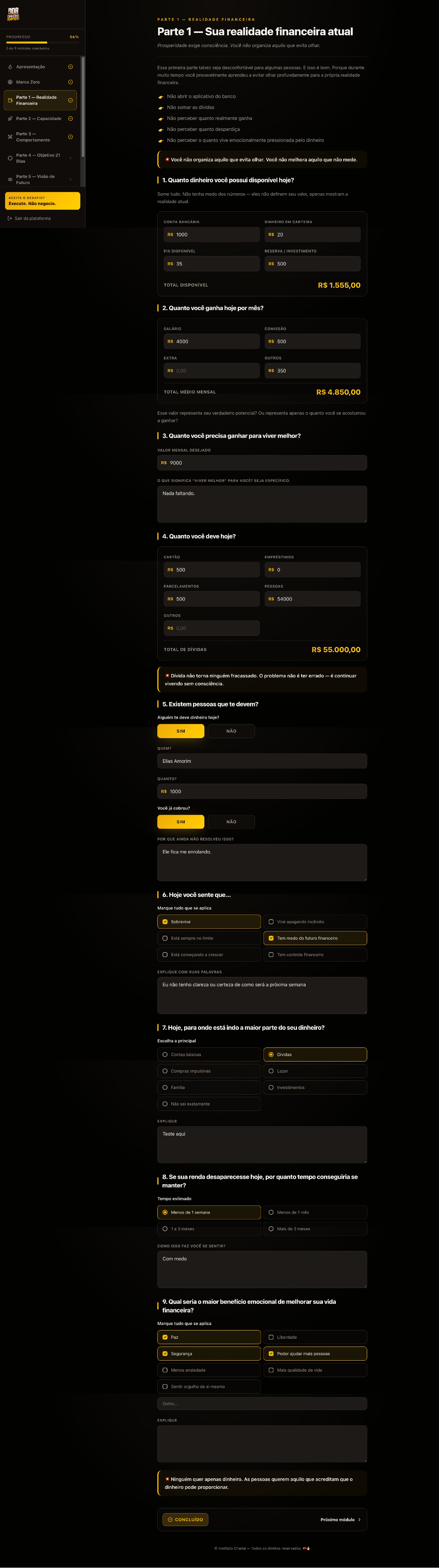 App do DDR — diagnóstico da realidade financeira